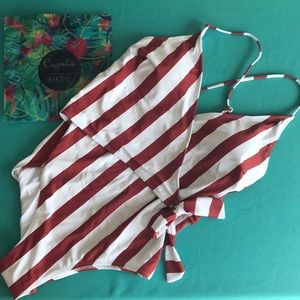 CupShe Red and White Stripe One-Piece Swimsuit